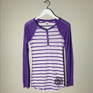 PINK Victoria’s Secret Striped Baseball Tee Purple